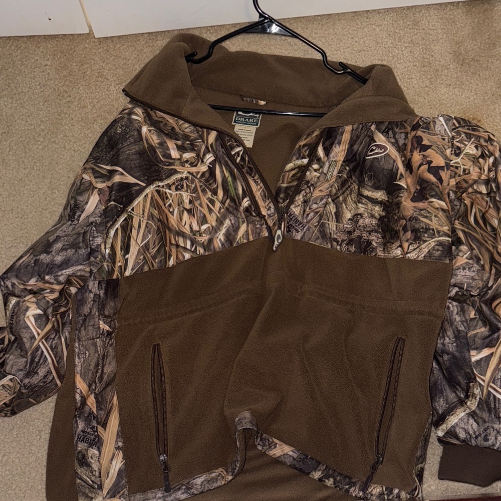 Drake Camouflage and Brown Outdoor Jacket Mens Large